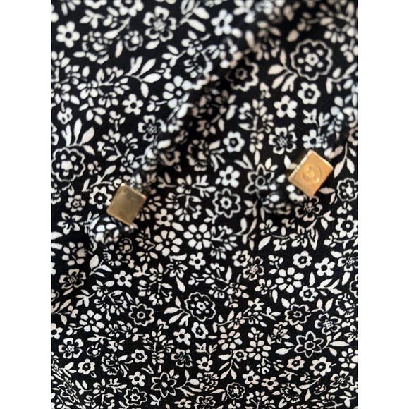MICHAEL KORS BLACK WHITE FLORAL‎ TIE FRONT RUFFLED HEM DRESS Size Small Travel - Picture 4 of 8